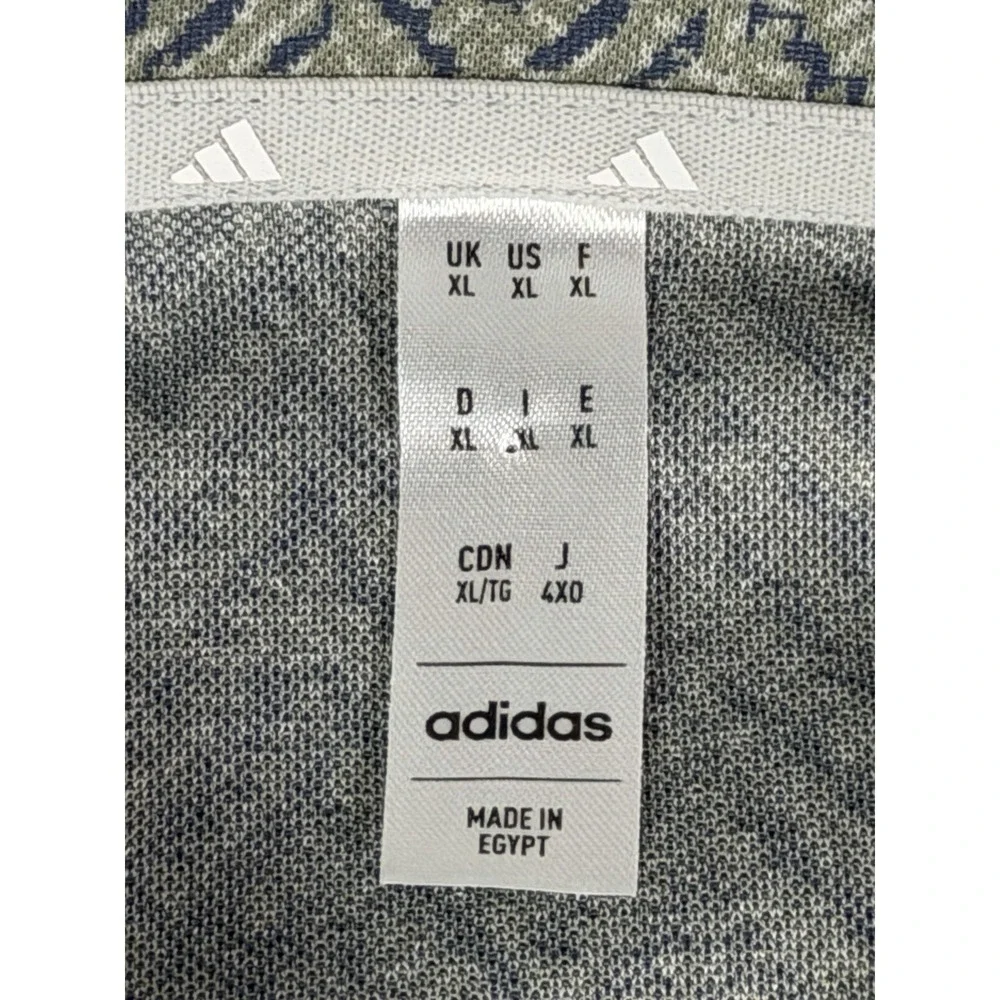 NWT Adidas Men's XL Jacquard Polo Shirt Silver PBL Short Sleeve Golf Performance